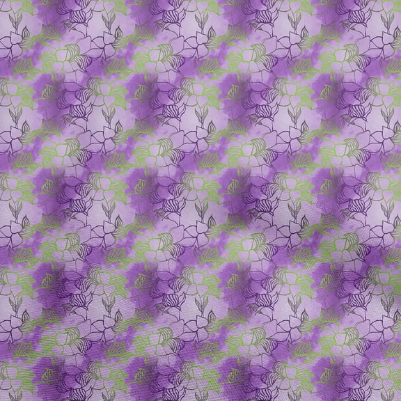 oneOone Polyester Spandex Purple Fabric Leaves Dress Material Fabric Print Fabric By The Yard 56 Inch Wide-aB