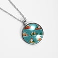 thumbnail image 4 of Christmas sled Glass Design Circle Pendant Women's Necklace, 4 of 5