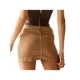 thumbnail image 3 of Qiylii Women Vintage Mini Skirt, Solid Color Corduroy Low Waist Short Dress, 3 of 5