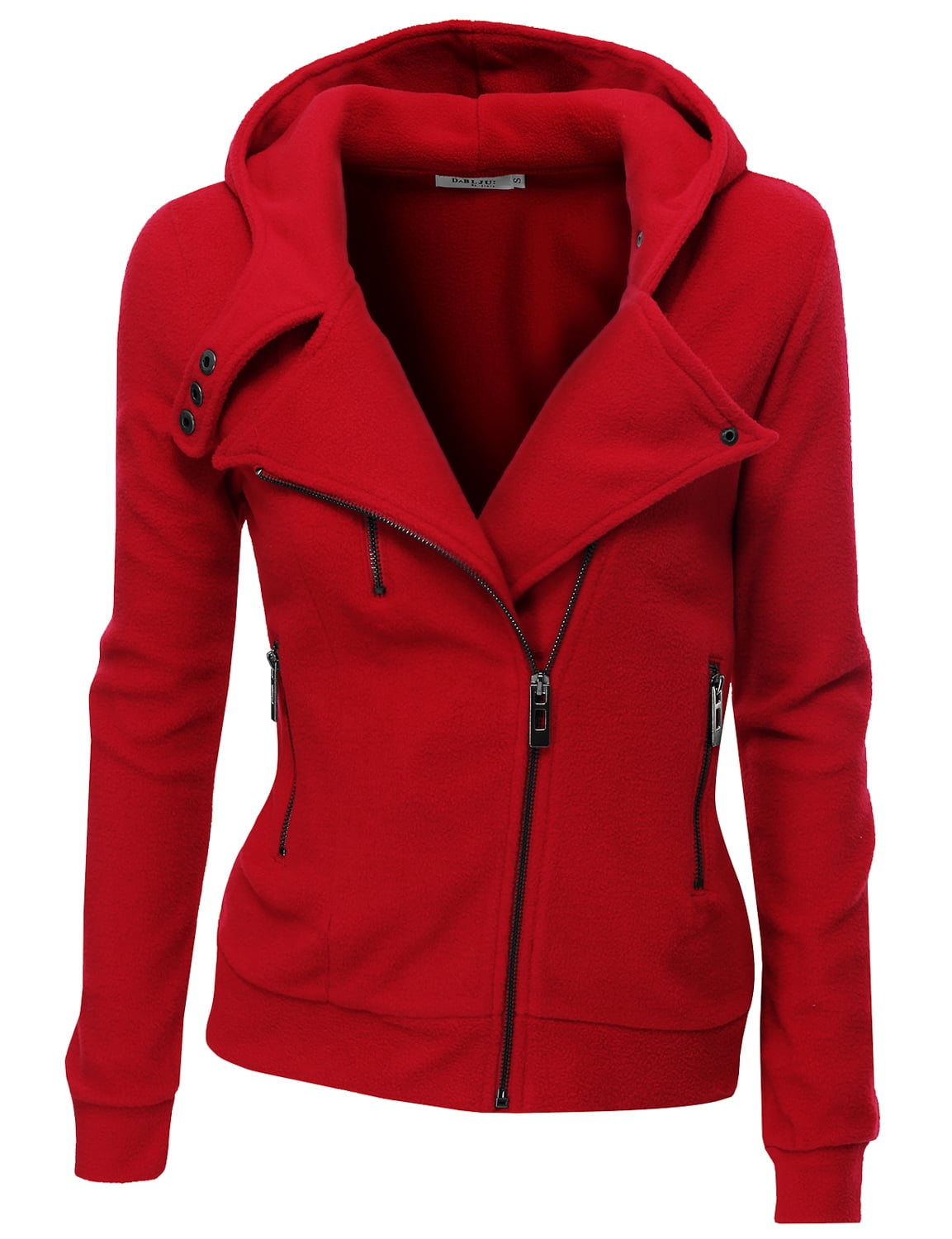 Mikilon Womens Oblique Zipper Slim Fit Lapal Jacket Coat