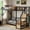 Natural, variant on Full Size Loft Bed with Storage Stairs, Metal Loft Bed Frame with Upper Storage Shelf, Reversible Staircase, Open Under-Bed Space and Guardrails, White