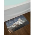 thumbnail image 2 of Tiger Bath Mat, Albino Cat Sitting on Rock Sublime Nature Marvelous Animals Endangered Species, Non-Slip Plush Mat Bathroom Kitchen Laundry Room Decor, 29.5 X 17.5 Inches, Slate Blue White, Ambesonne, 2 of 2