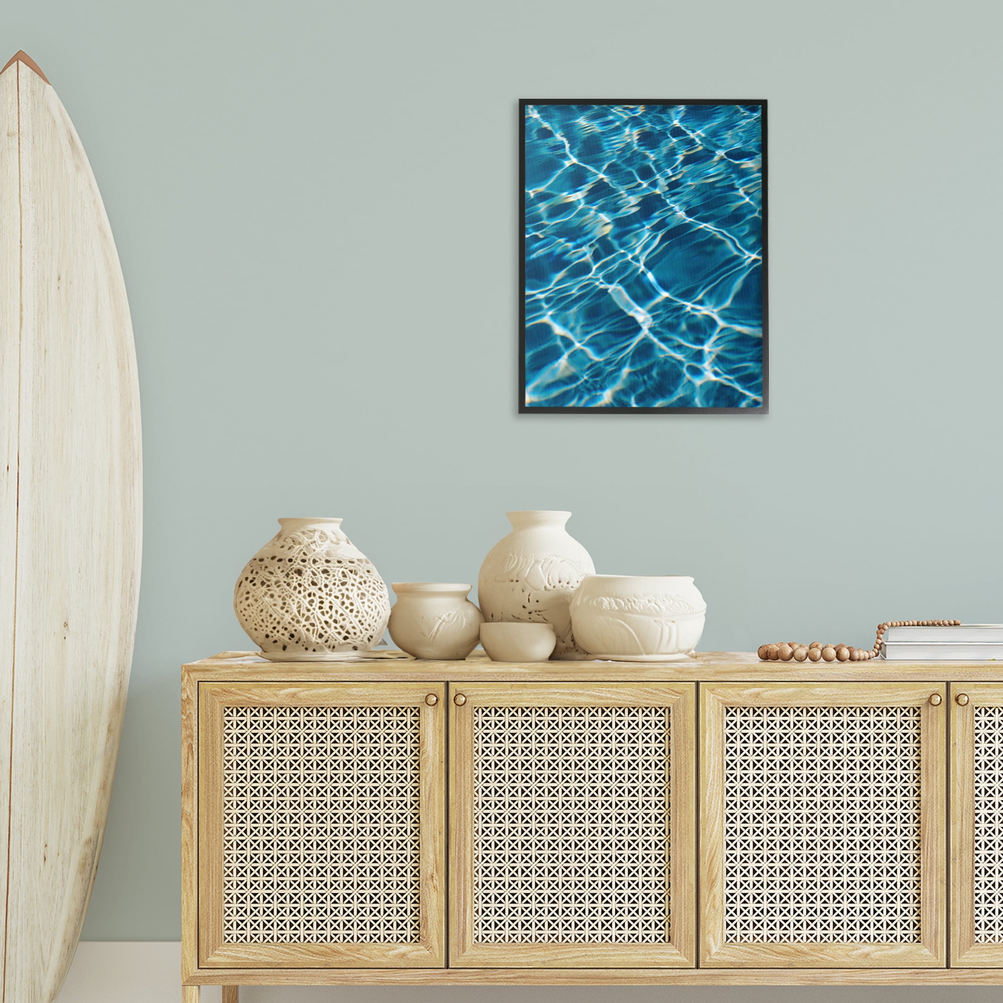 Stupell Industries Summer Pool Ripples Abstract Painting Black Framed Art Print Wall Art, 24 x 30