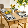 thumbnail image 3 of Black and White Checkered Placemats for Dinning Table Set of 4, Farmhouse Buffalo Plaid Burlap Kitchen Place Mats Waterproof Cloth Table Mats, Indoor Outdoor Placemats Easy Clean Dinner Decor, 3 of 8