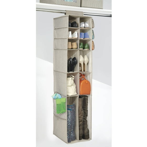 InterDesign Chevron Fabric Hanging Closet Storage Organizer, 16