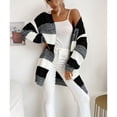 thumbnail image 4 of Cárdigan De Manga Larga Para Mujer, Cárdigan De Punto Para Mujer Otoño Invierno Bloque De Color A Rayas Sueltas De Moda Para Fiesta Para El Trabajo ANGGREK Negro Blanco L, 4 of 7