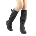 thumbnail image 3 of Dream Pairs Womens Wide-Calf Knee High Low Hidden Wedge Slouch Buckle Boots Ura Black Size 8.5, 3 of 5
