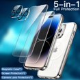 thumbnail image 3 of JETech 5 in 1 Magnetic Case for iPhone 14 Pro Max 6.7-Inch with 2-Pack Tempered Glass Screen Protector and Camera Lens Protector, Compatible with MagSafe, Shockproof Phone Cover (Clear), 3 of 7