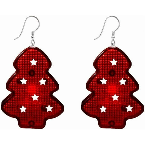 Glow Lights Christmas Tree Dangle Drop Earrings for Women Light Up Snowflake Hook Earrings Hoops Studs Statement Xmas Holiday Cute Christmas Jewelry Gifts