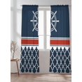 thumbnail image 2 of Sheer Curtains 96 Inches Long 2 Panels Set for Living Room, Navy Blue Coastal Semi Sheer Curtains for Windows, Nautical Ocean Sea Rudder Abstract Art Voile Window Treatments Rod Pocket Curtain, 2 of 7