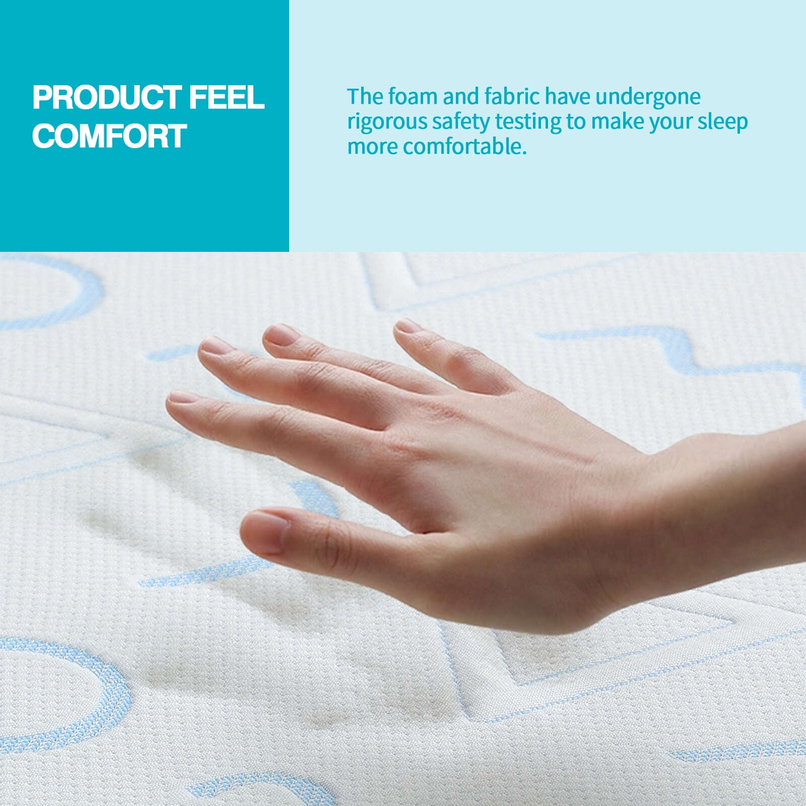 6" TwinXL Mattress, Removable and Washable Cover, Cooling Memory Foam with Geometric Pattern, Medium Touch, Bed in a Box, CertiPUR-US Certified, White/Blue