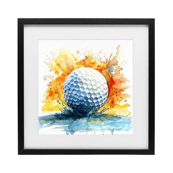 Stupell Industries Contemporary Golf Splash Watercolor Burst Black Framed Print Under Glass, 13 x 13, by LSR Design Studio