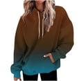 thumbnail image 5 of Dazajoo Plus Size Sweatshirts for Women Long Sleeve Oversized Gradient Color Pullover Hoodies with Pocket 2024 Winter Womens Loose Drawstring Hooded Tops Deals of Today,Brown,M, 5 of 5