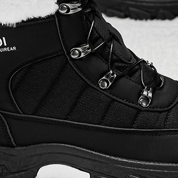 Men's Casual & Academic Style Thick-Soled Snow Boots - White PU Upper with EVA Cushion & PVC Traction Outsole, Warm Winter Ankle Boots for Daily Wear