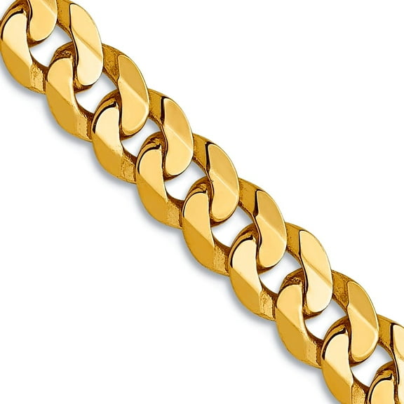14k Solid Yellow Gold 4.5mm Flat Beveled Curb Chain Necklace 18 Inch Chain Necklace for Women and Men
