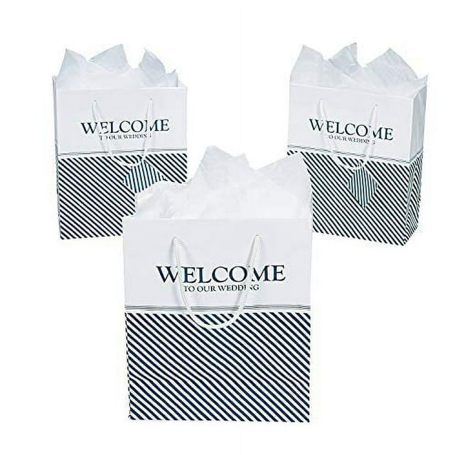 Nautical Welcome Wedding Gift Bags, Navy, 12 ct