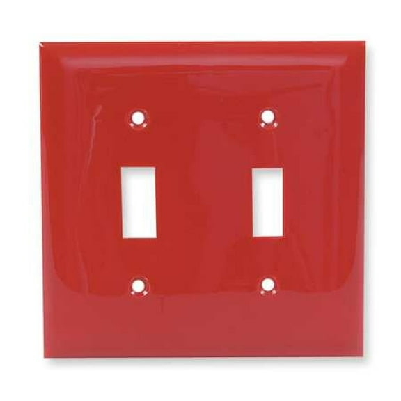 Hubbell Wiring Device-Kellems Toggle Switch Wall Plate,2 Gang,Red HAWA NP2R