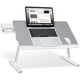Photo 1 of Laptop Table Stand Desk, SAIJI Adjustable PVC Leather Laptop Bed Table, Portable Standing Desk with Storage Drawer, Foldable Lap Tablet Desk for Sofa Couch Floor (Large-Gray)