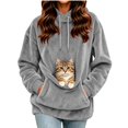 thumbnail image 5 of Pet Pouch Hoodie for Women Fuzzy Fleece Kitten Cat Puppy Holder Pet Carrier Pullover Sweatshirts Warm Kangaroo Pouch Hoodie Hooded Animal Holder Pullover, 5 of 8