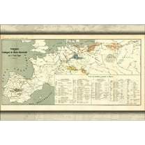 24x36 Poster; Map Of Napoleonic Wars In French; Napoleon; Antique Reprint