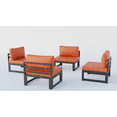 thumbnail image 2 of LeisureMod Chelsea 4-Piece Outdoor Armless Patio Sectional Black Aluminum With Orange Cushions, 2 of 7