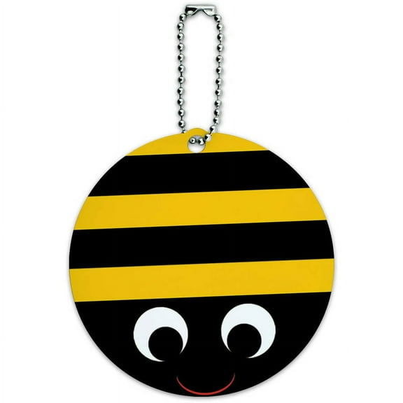 Bumble Bee Party Girl Birthday Round Luggage ID Tag Card for Suitcase or Carry-On