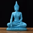 thumbnail image 3 of Estatua de Buda Zen de resina azul con acabado de arenisca de 8 pulgadas, 3 of 3