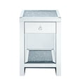 thumbnail image 3 of Benjara Mirrored Wooden Night Table with 1 Drawer and Bottom Shelf, Silver, 3 of 4