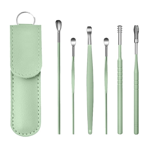 FcBaudy Ear Cleaning, Ear Wax Removal Stainless Steel Ear Digging Spoon Set Ear Digging Tool Ear Digging Spoon Ear Digging Tool Six Piece Set the earpick