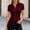 Wine, variant on Women Y2k Button Down Blouse Short Sleeve V Neck Collared Cropped Shirt Tops Slim Fit Coquette Going Out Tops
