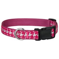 Country Brook Design® Deluxe Shock Pink Houndstooth on Rose Ribbon Dog Collar, Medium