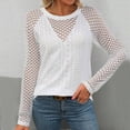 thumbnail image 3 of Women's Solid Lace Round Neck Lace Long Sleeve Pullover Top Ladies Workout Tennis Shirts Women Shirts Men Women Shirts Workout Woman Lose Shirt Comfortable Workout Shirts Women Long Sleeves for Women, 3 of 8