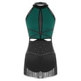 thumbnail image 5 of TiaoBug Women's Latin Dance Dress Backless Halter Neck Tassels Fringe Skirt Leotard Salsa Tango Dancewear Teal S, 5 of 6