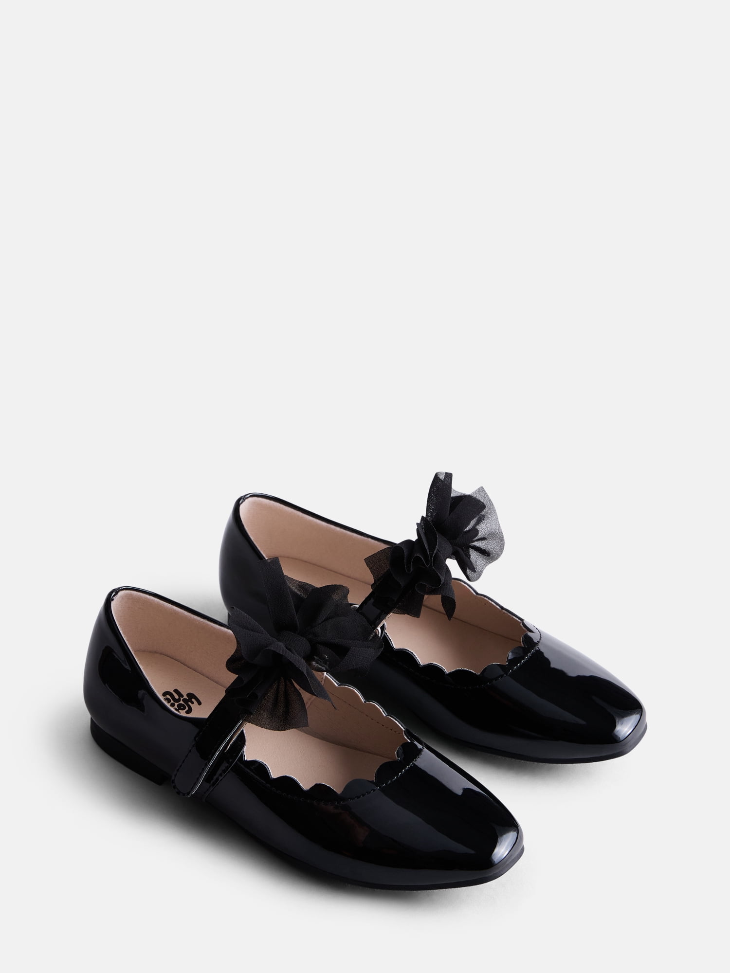 Wonder Nation Little Girls and Big Girls Scallop Ballet Flats with Tulle Bow