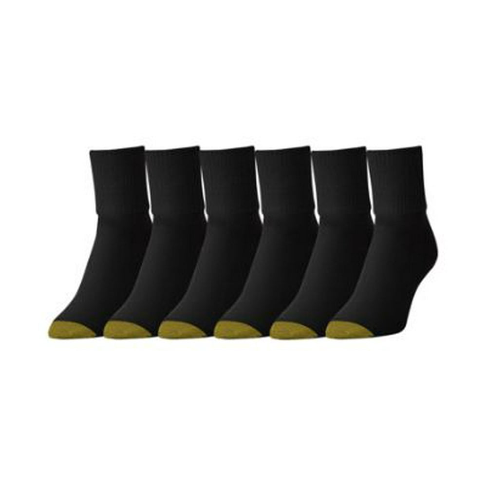 GOLDTOE Gold Toe Women's Turn Cuff Anklet Socks 6Pack Extended Sizes