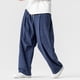 thumbnail image 4 of Ceisia Men Solid Color Multi Pocket Linen Workwear Pants Loose Wide Gift Leg Casual Trousers, 4 of 6