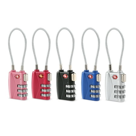 NUOLUX Mini TSA Approved Security Cable Luggage Lock 3-Digit Combination Password Lock Padlock (Black)