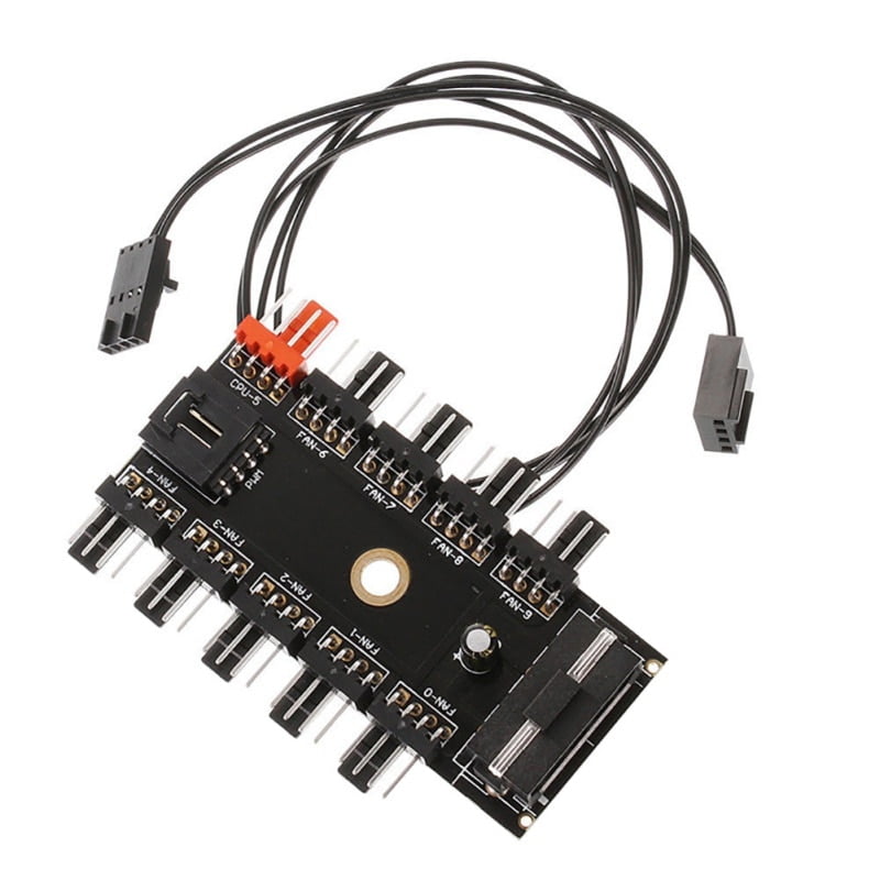 Fan Hub Speed Controller Regulator 12V 10 Way 4pin For Computer Case