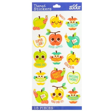 Sticko Multicolor School Apple Flat Stickers, 30 Piece
