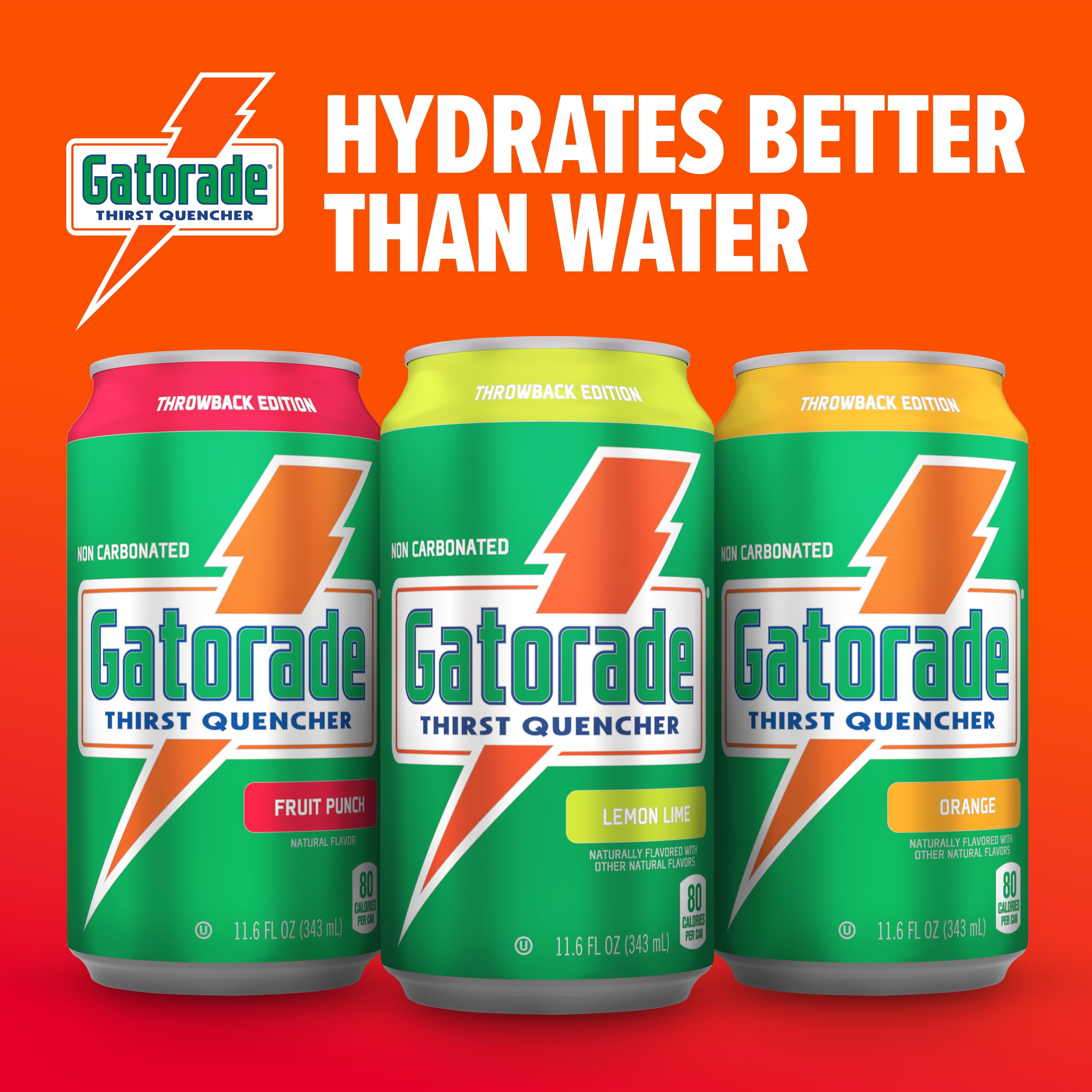 Gatorade Thirst Quencher Sports Drink Cans, Orange, Electrolytes, 11.6 fl oz Cans (18 Pack)​