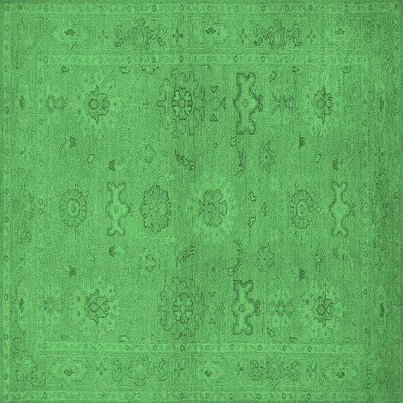 Ahgly Company Indoor Square Oriental Emerald Green Traditional Area Rugs, 6' Square