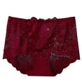 thumbnail image 2 of Plus Size Women's High Waist Boyshort Panties Breathable Seamless Sheer Lace Underwear Briefs Period Underwear for Women Plus Size Wine 4XL, 2 of 7