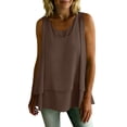 thumbnail image 4 of TGSLY Women's Crew Neck Double Layer Chiffon Tank Tops Flare Hem Swing Sleeveless Tunic Shirt Loose Flowy A-Line Fit Solid Color Blouse L, 4 of 9