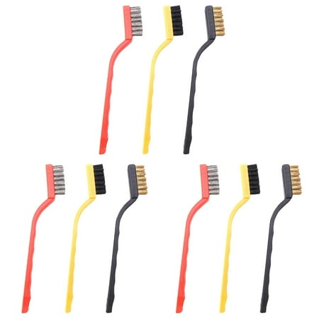 

TINKSKY Brush Wire Scratch Steel Brush Cleaning Welding Small Metal Handle Brass Rust Copper Detail Mini Brushes Detailing