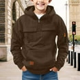 thumbnail image 2 of Quarter Zip Hoodie Kids Cargo Hoodies for Teen Boys Quarter Zip Up Pullover Sweatshirt Kids Western Lightweight Hooded with Pockets, 2 of 7
