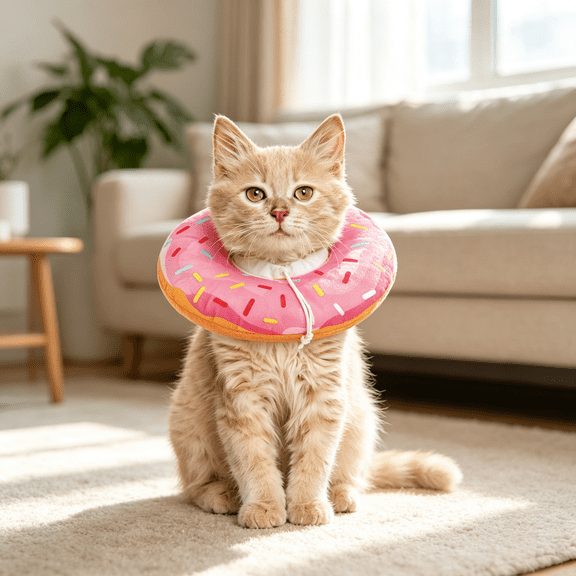 GASTROPOD Cat Cone Collar Soft Adjustable Cat Recovery Collars Spay Cones Stop Licking Cute Kittens Donut E Collar Surgery Anti-Lick Wound Healing Elizabethan Collars Kittens Pink Small