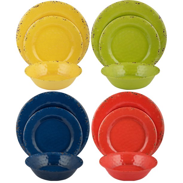 Melange 12Piece Melamine Dinnerware Set (Rustic Collection )Dinner