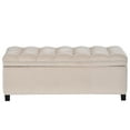 thumbnail image 5 of 46" Storage Upholstered Bench, Upholstered Bench Chair with Storage Cabinet and Padded Seat, Button Tufted Footrest Ottoman with Flip Top for Living Room Bedroom, Space Saving, Beige, 5 of 7