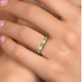 thumbnail image 4 of Gem Stone King 18K Rose Gold Plated Silver Green Peridot and Sky Blue Aquamarine Wedding-Bands Ring for Women | 0.96 Cttw | Round 3.5MM | Gemstone August Birthstone | Size 5, 4 of 6