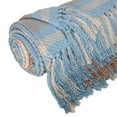 thumbnail image 6 of 50" X 60" Blue Gray and Beige Woven Cotton Plaid Throw Blanket with Fringe, 6 of 8